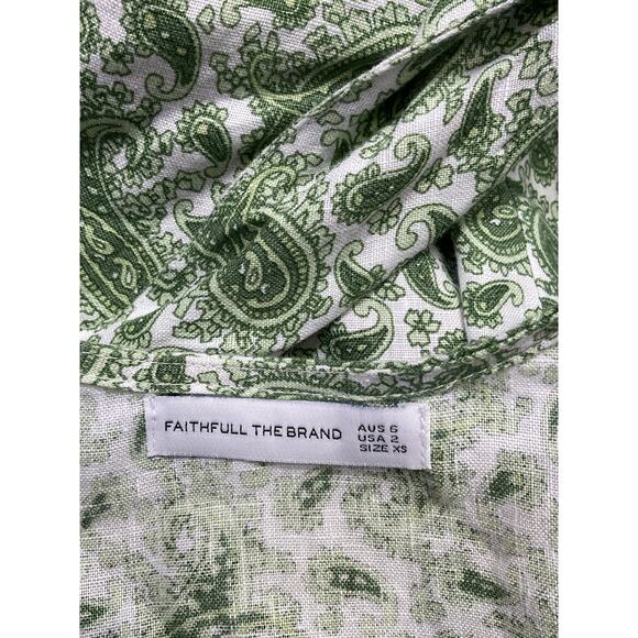 Faithfull The Brand 'Jacinta' Green Linen Top Size XS - Picture 4 of 5